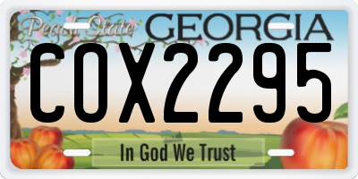 GA license plate COX2295