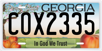 GA license plate COX2335