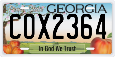GA license plate COX2364