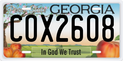GA license plate COX2608