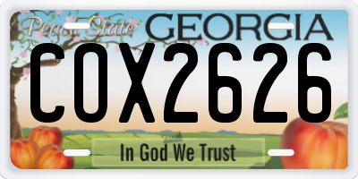 GA license plate COX2626