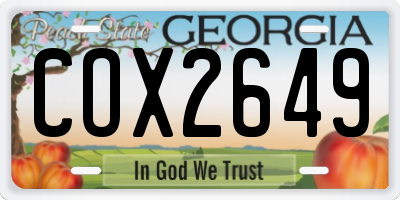 GA license plate COX2649