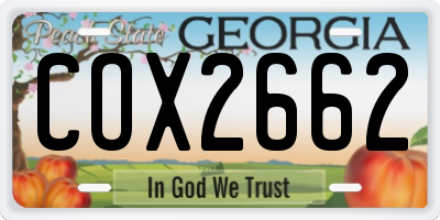 GA license plate COX2662
