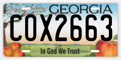 GA license plate COX2663