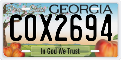 GA license plate COX2694