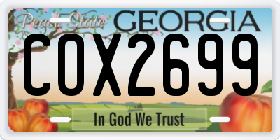 GA license plate COX2699