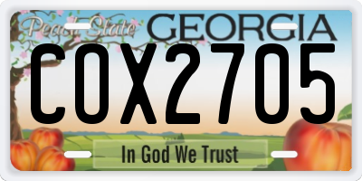 GA license plate COX2705