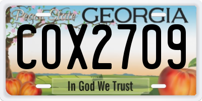 GA license plate COX2709