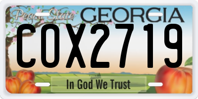 GA license plate COX2719