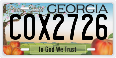 GA license plate COX2726