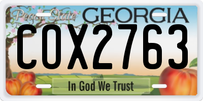 GA license plate COX2763