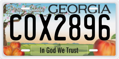 GA license plate COX2896