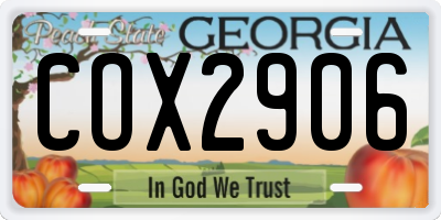 GA license plate COX2906