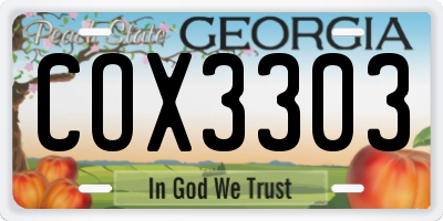 GA license plate COX3303