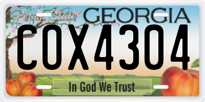 GA license plate COX4304