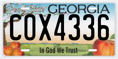 GA license plate COX4336