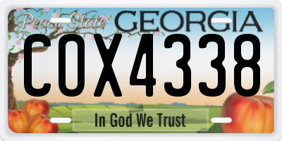 GA license plate COX4338
