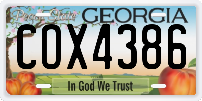 GA license plate COX4386
