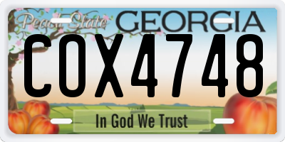 GA license plate COX4748