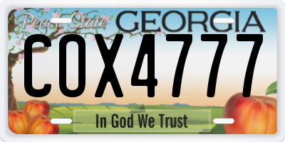 GA license plate COX4777