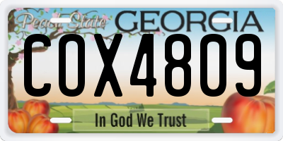 GA license plate COX4809
