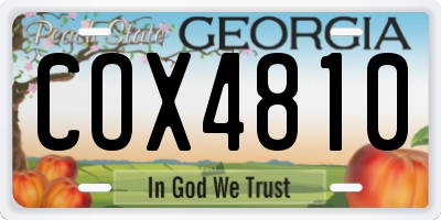 GA license plate COX4810