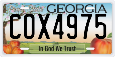 GA license plate COX4975