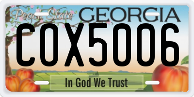 GA license plate COX5006