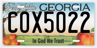 GA license plate COX5022