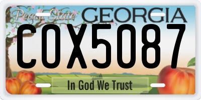 GA license plate COX5087