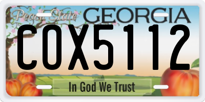 GA license plate COX5112