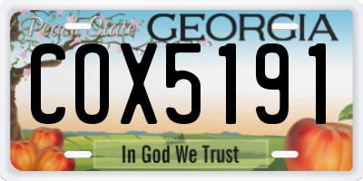 GA license plate COX5191