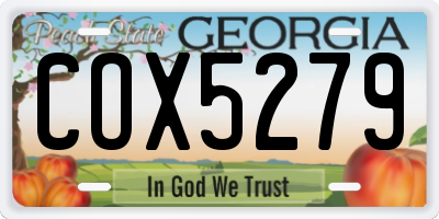 GA license plate COX5279