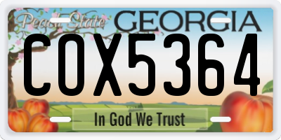 GA license plate COX5364
