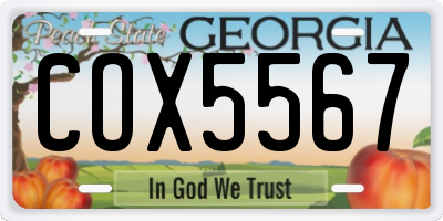 GA license plate COX5567
