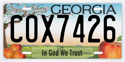 GA license plate COX7426