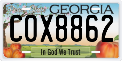 GA license plate COX8862