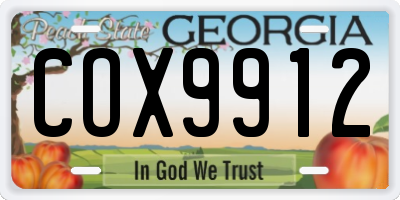 GA license plate COX9912