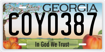 GA license plate COY0387