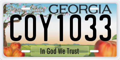 GA license plate COY1033