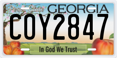GA license plate COY2847