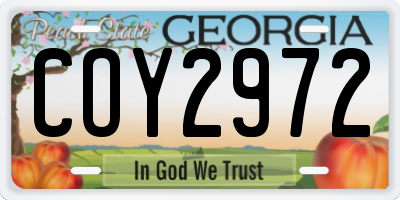 GA license plate COY2972