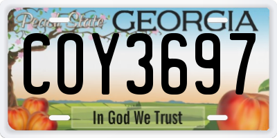 GA license plate COY3697