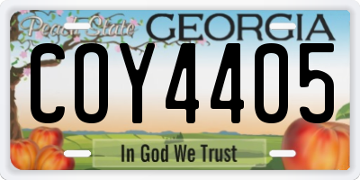 GA license plate COY4405