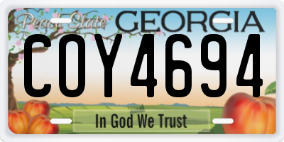 GA license plate COY4694
