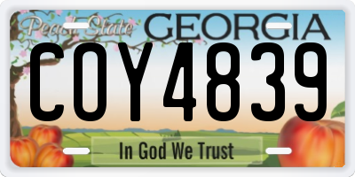 GA license plate COY4839
