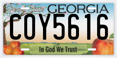 GA license plate COY5616
