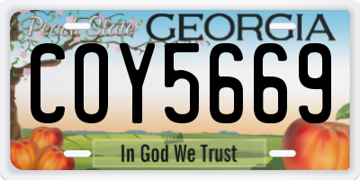 GA license plate COY5669