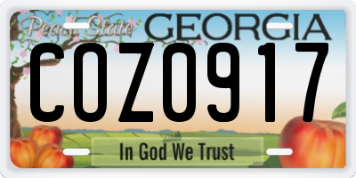 GA license plate COZ0917