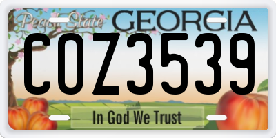 GA license plate COZ3539